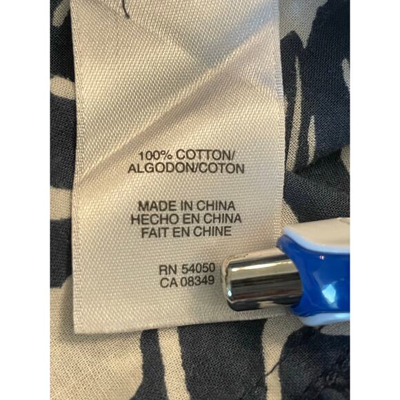 Jones New York Sport Navy/White Floral button up blouse XL 100% Cotton - Picture 4 of 9